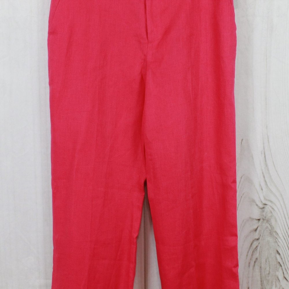 NWT CHAPS Pool Side Pink Linen Flat Front Lined Dress Pants Size 8 - Picture 3 of 11